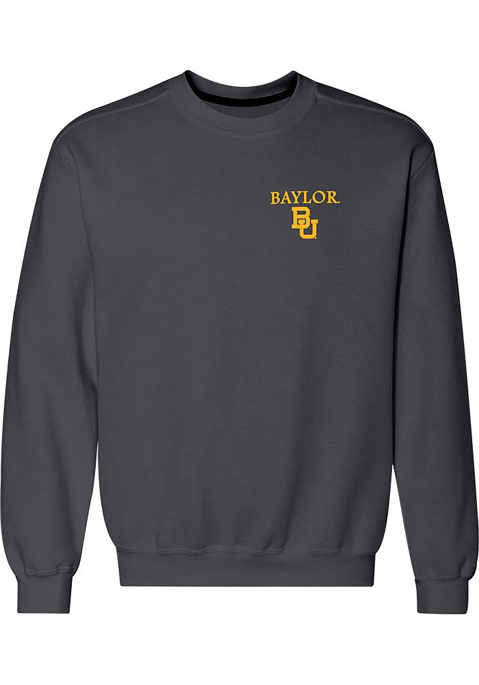 Baylor Bears Mens Charcoal State Flag Flying Long Sleeve Crew Sweatshirt