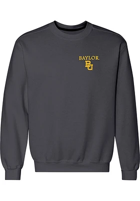 Baylor Bears Mens Charcoal State Flag Flying Long Sleeve Crew Sweatshirt