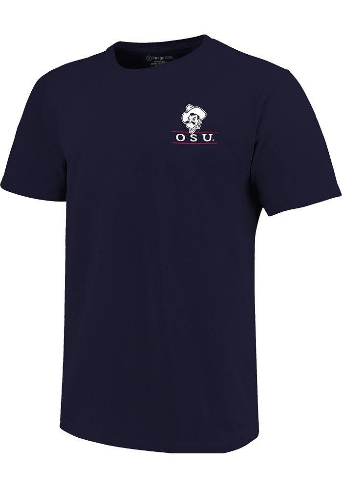 Oklahoma State Cowboys Navy Blue Painted Sky Short Sleeve T Shirt