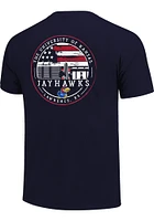 Kansas Jayhawks Navy Blue Painted Sky Short Sleeve T Shirt