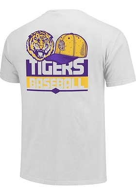 LSU Tigers White Ball Cap Stacked Short Sleeve T Shirt