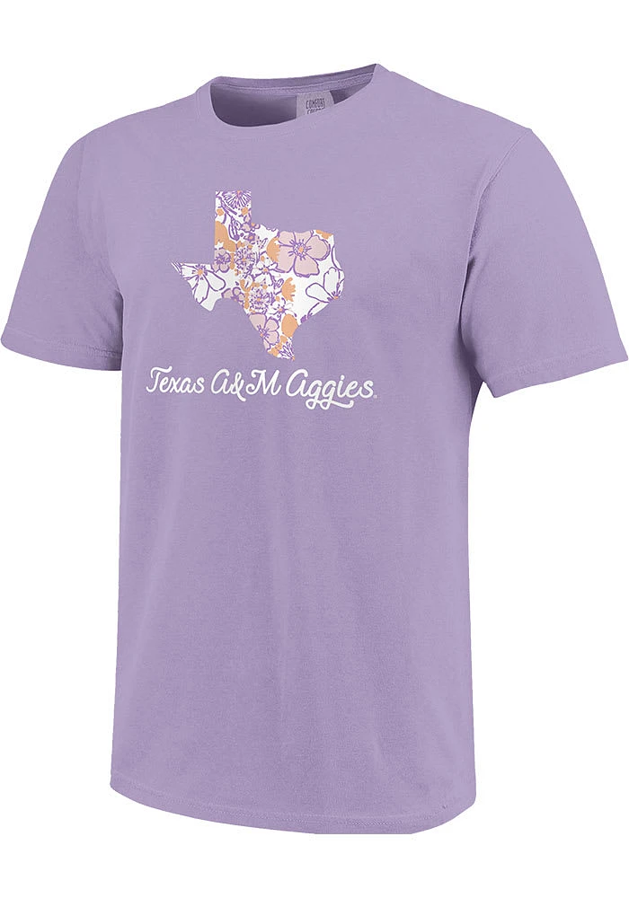 Texas A&M Aggies Womens Pink Purple Floral Short Sleeve T-Shirt