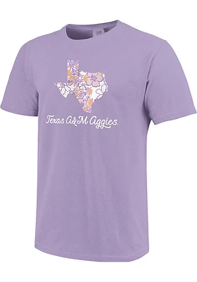 Texas A&M Aggies Womens Pink Purple Floral Short Sleeve T-Shirt