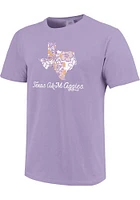 Texas A&M Aggies Womens Pink Purple Floral Short Sleeve T-Shirt