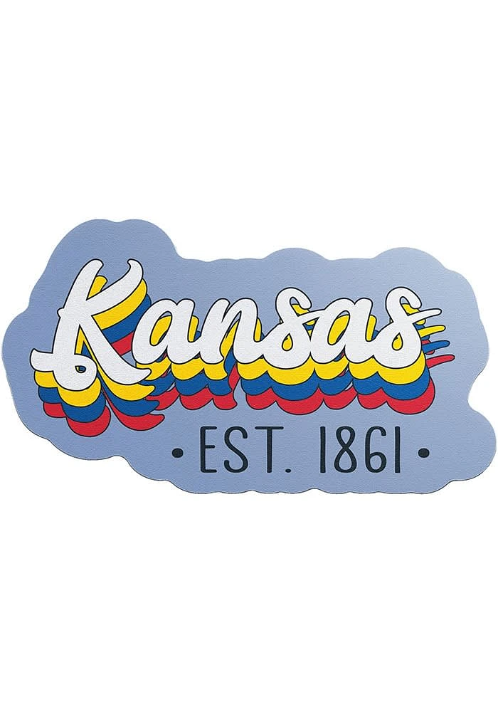 Kansas 70S STACKED SCRIPT Stickers - White