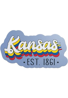 Kansas 70S STACKED SCRIPT Stickers - White