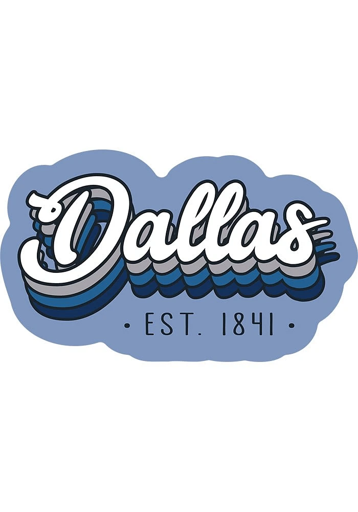 Dallas Ft Worth 70S STACKED SCRIPT Stickers - White
