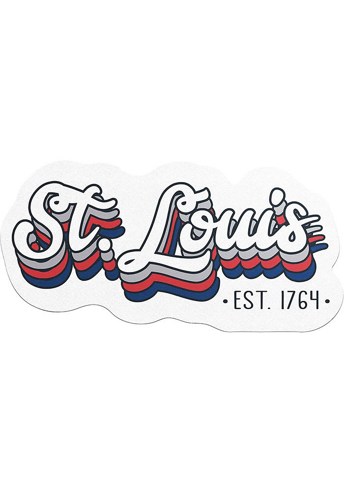 St Louis 70S STACKED SCRIPT Stickers - White