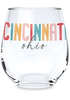 Cincinnati Stemless Watercolor Stemless Wine Glass