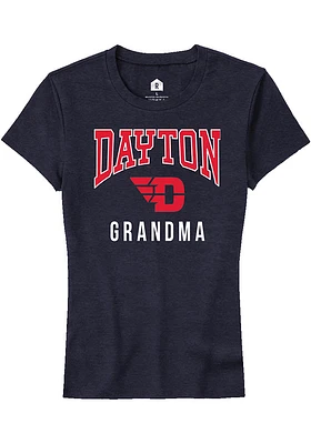 Rally Dayton Flyers Womens Navy Blue Grandma Short Sleeve T-Shirt