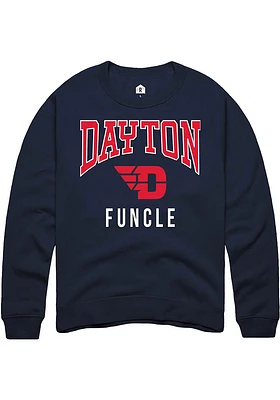 Rally Dayton Flyers Mens Navy Blue Funcle Long Sleeve Crew Sweatshirt