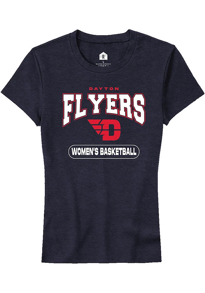 Rally Dayton Flyers Womens Navy Blue Women's Basketball Short Sleeve T-Shirt