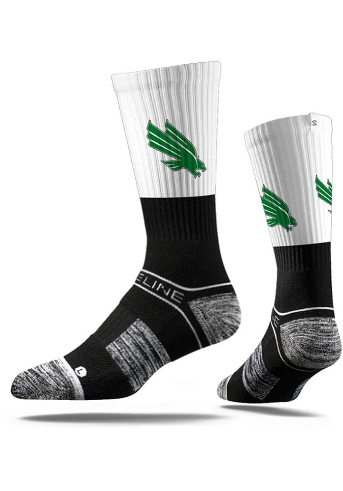 North Texas Mean Green Strideline Split Design Mens Crew Socks