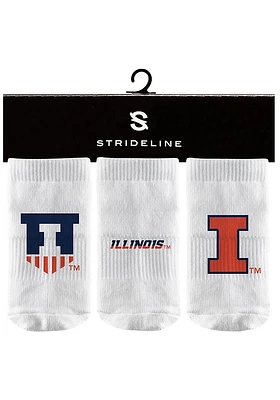Strideline Illinois Fighting Illini 3PK Baby Quarter Socks