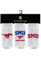 Strideline SMU Mustangs 3PK Baby Quarter Socks