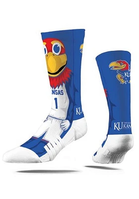 Kansas Jayhawks Strideline Mascot Design Mens Crew Socks