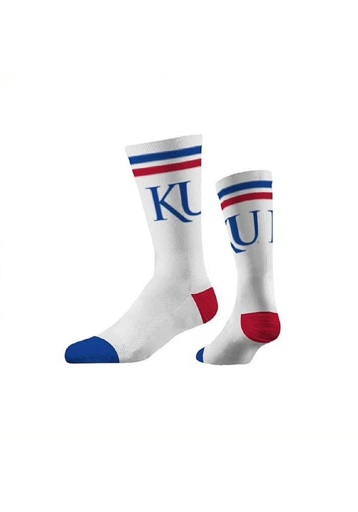 Kansas Jayhawks Strideline Fashion Logo Design Mens Crew Socks