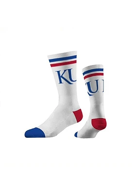 Kansas Jayhawks Strideline Fashion Logo Design Mens Crew Socks
