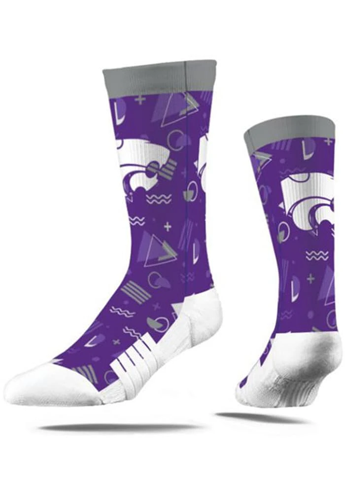 K-State Wildcats Strideline 80s Zig Zag Mens Crew Socks