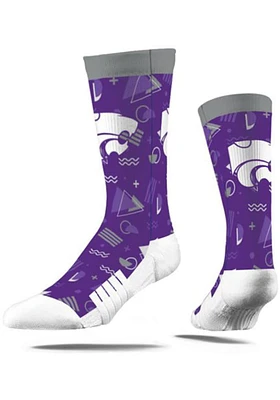 K-State Wildcats Strideline 80s Zig Zag Mens Crew Socks