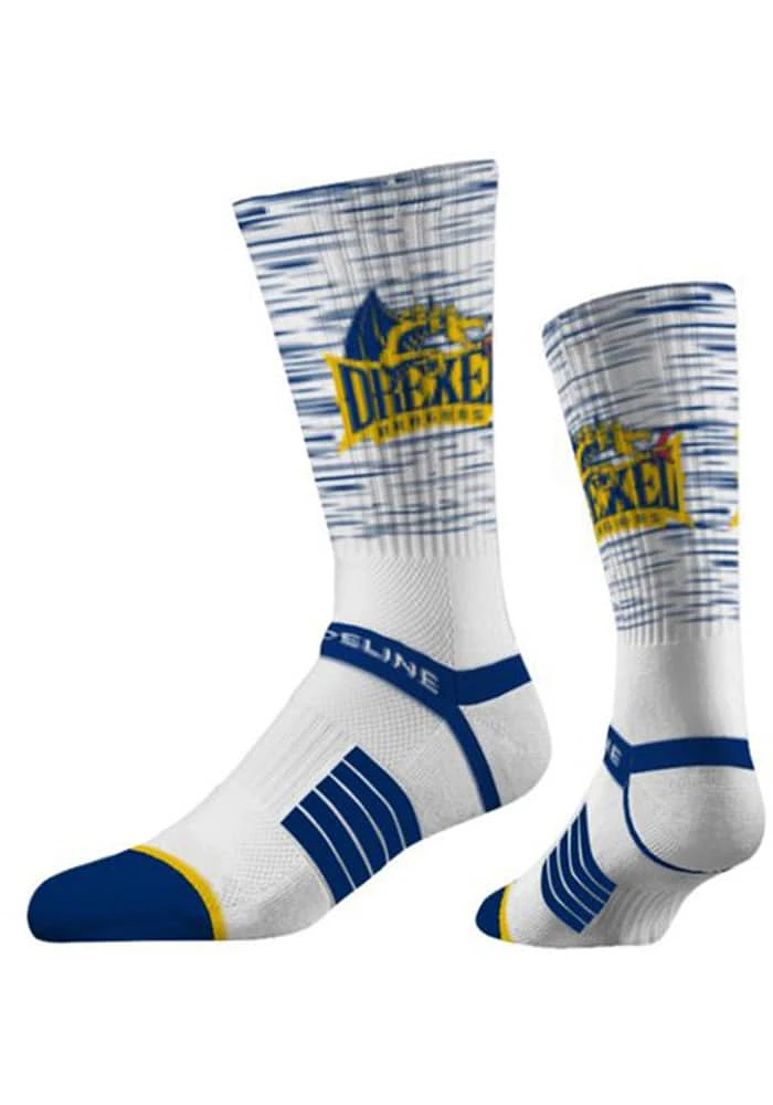 Drexel Dragons Strideline Colorblock Premium Knit Mens Crew Socks