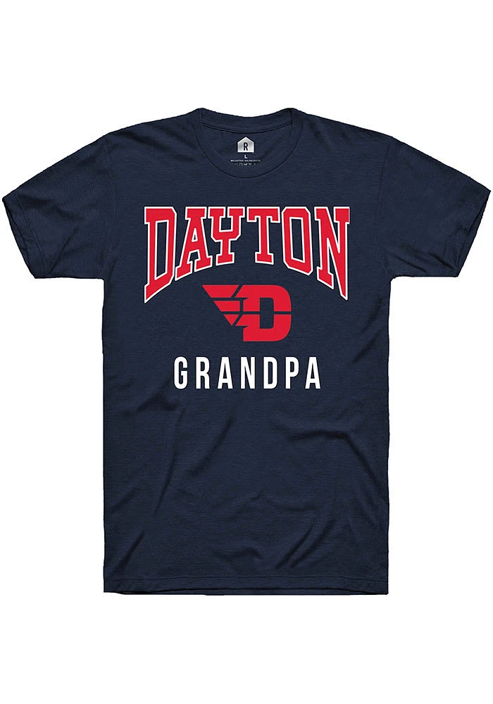 Rally Dayton Flyers Navy Blue Grandpa Short Sleeve Fashion T Shirt