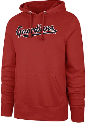 47 Cleveland Guardians Mens Red Imprint Headline Long Sleeve Hoodie