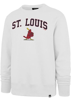 47 St Louis Cardinals Mens White ARCH GAME HEADLINE Long Sleeve Crew Sweatshirt