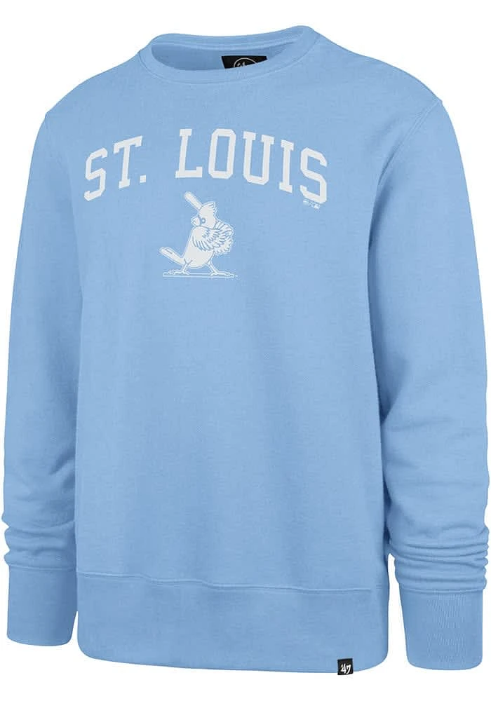 47 St Louis Cardinals Mens Light Blue ARCH GAME HEADLINE Long Sleeve Crew Sweatshirt