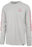 47 Cincinnati Reds Grey Triple Down Franklin Long Sleeve Fashion T Shirt