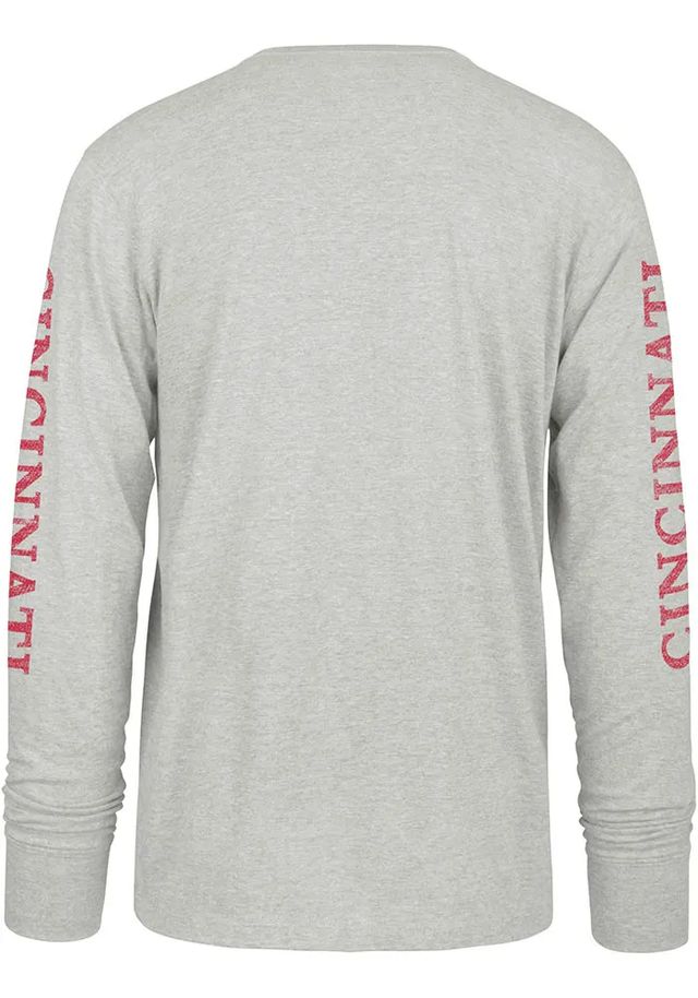 47 Cincinnati Reds Grey Triple Down Franklin Long Sleeve Fashion T Shirt