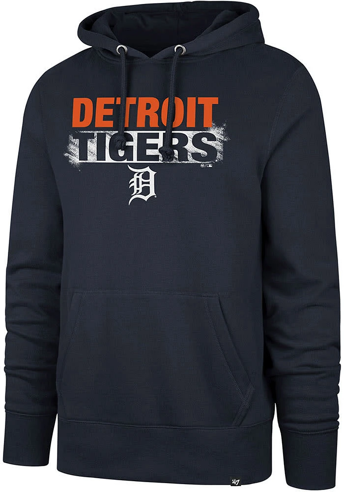 47 Detroit Tigers Mens Navy Blue Base Slide Headline Long Sleeve Hoodie