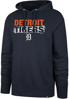 47 Detroit Tigers Mens Navy Blue Base Slide Headline Long Sleeve Hoodie