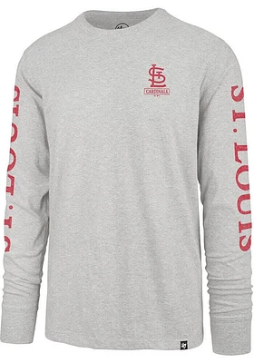 47 St Louis Cardinals Grey Triple Down Franklin Long Sleeve T Shirt