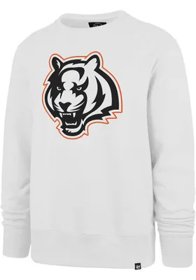 47 Cincinnati Bengals Mens White Varsity Arch Headline Long Sleeve Crew Sweatshirt