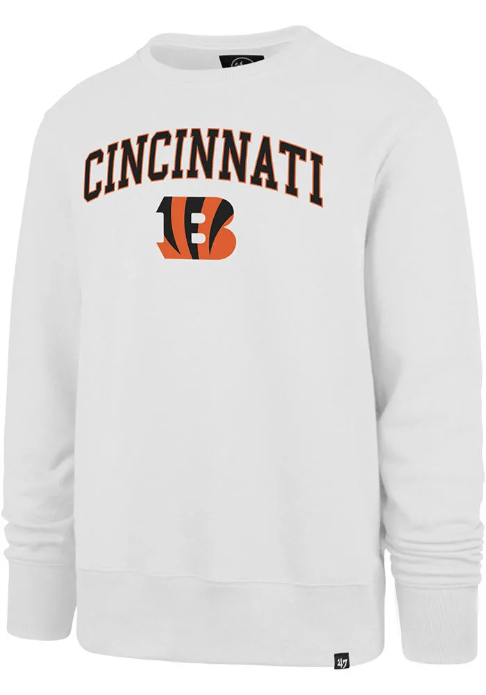 47 Cincinnati Bengals Mens White ARCH GAME HEADLINE Long Sleeve Crew Sweatshirt