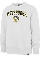 47 Pittsburgh Penguins Mens White ARCH GAME HEADLINE Long Sleeve Crew Sweatshirt