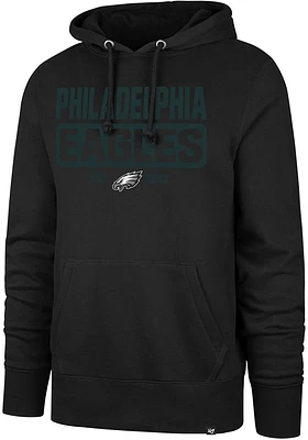 47 Philadelphia Eagles Mens Black Headline Design Long Sleeve Hoodie