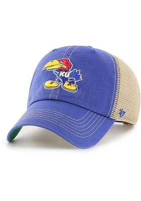 47 Kansas Jayhawks Vintage Trawler Clean Up Adjustable Hat - Blue