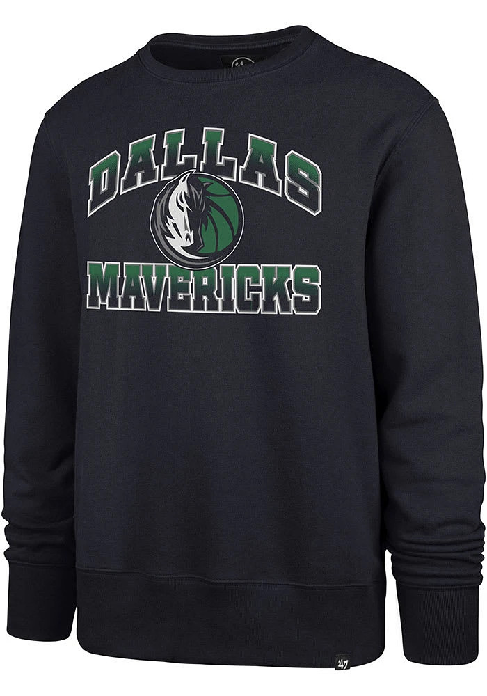 47 Dallas Mavericks Mens Navy Blue Half Fade Headline Long Sleeve Crew Sweatshirt