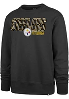 47 Pittsburgh Steelers Mens Charcoal LOCKED HEADLINE Long Sleeve Crew Sweatshirt