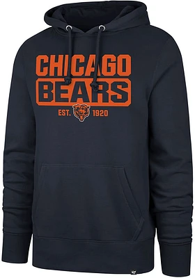 47 Chicago Bears Mens Navy Blue BOX OUT HEADLINE Long Sleeve Hoodie