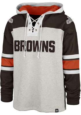 47 Cleveland Browns Mens Grey GRIDIRON LACE UP Fashion Hood