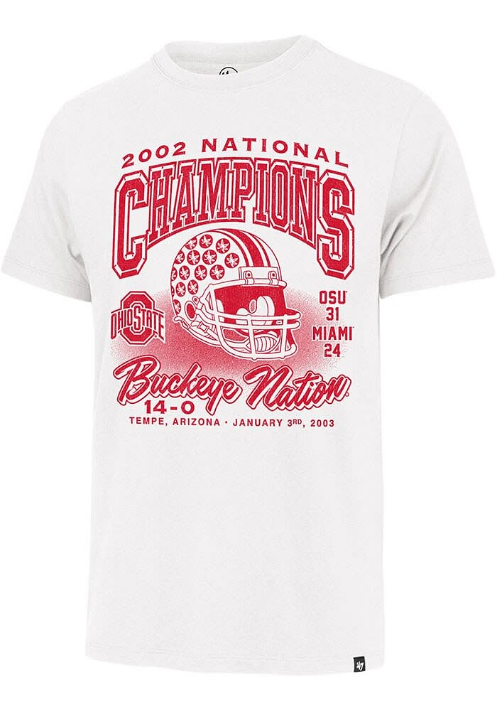 47 Ohio State Buckeyes White 2002 National Champions Short Sleeve Fashion T Shirt