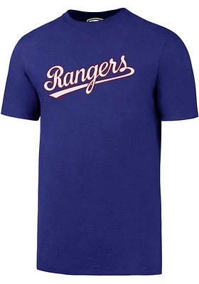 47 Texas Rangers Blue Script Super Rival Short Sleeve T Shirt
