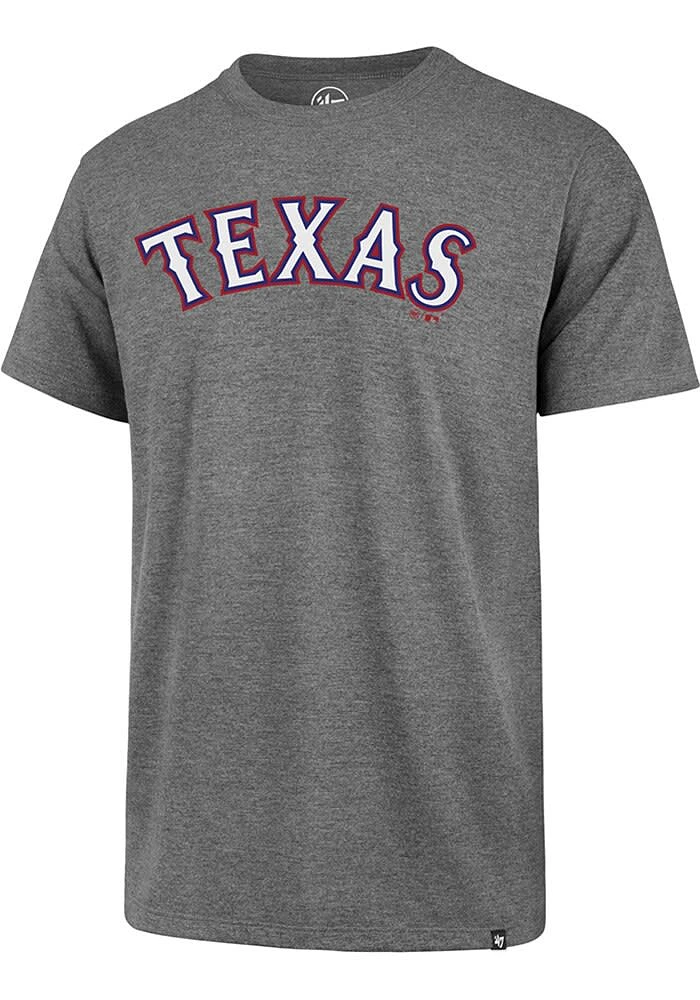 47 Texas Rangers Grey Wordmark Super Rival Short Sleeve T Shirt