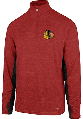 47 Chicago Blackhawks Mens Red Microlite Shade Long Sleeve Qtr Zip Pullover