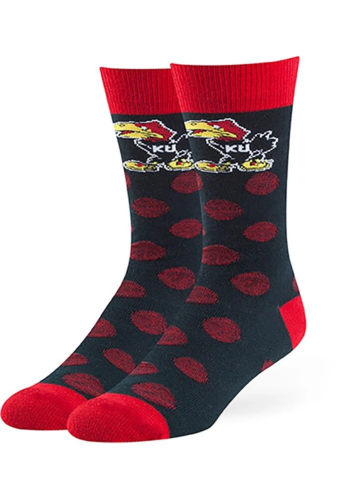 Kansas Jayhawks Polka Flat Mens Dress Socks