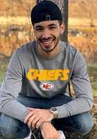 47 Kansas City Chiefs Grey Wordmark Super Rival Long Sleeve T Shirt
