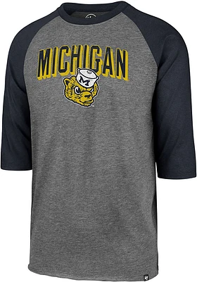 47 Michigan Wolverines Blue Break Thru Club Raglan Long Sleeve Fashion T Shirt